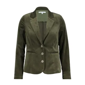 Babs Army Green Velvet Blazer