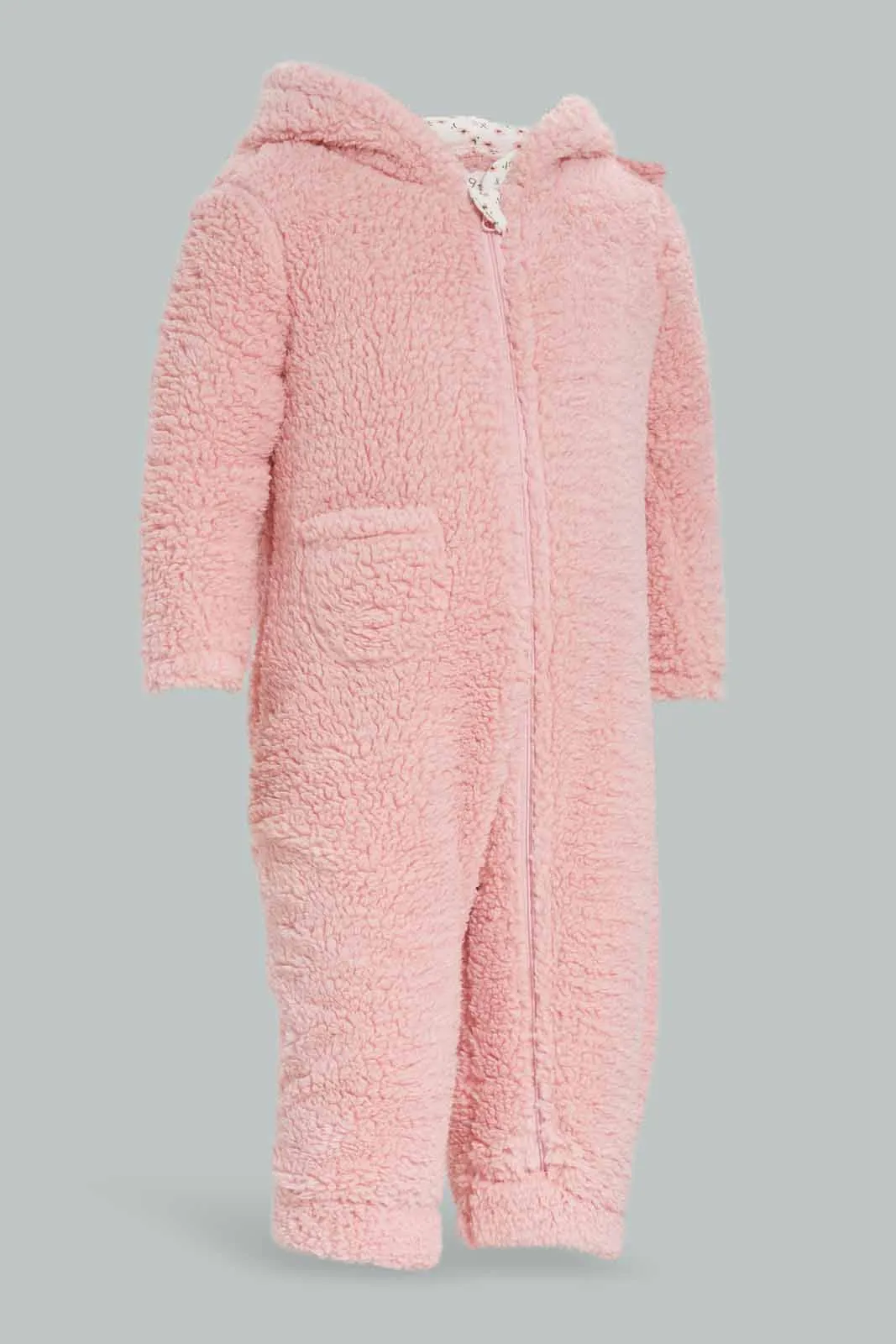 Baby Girls Pink Sherling Onesie