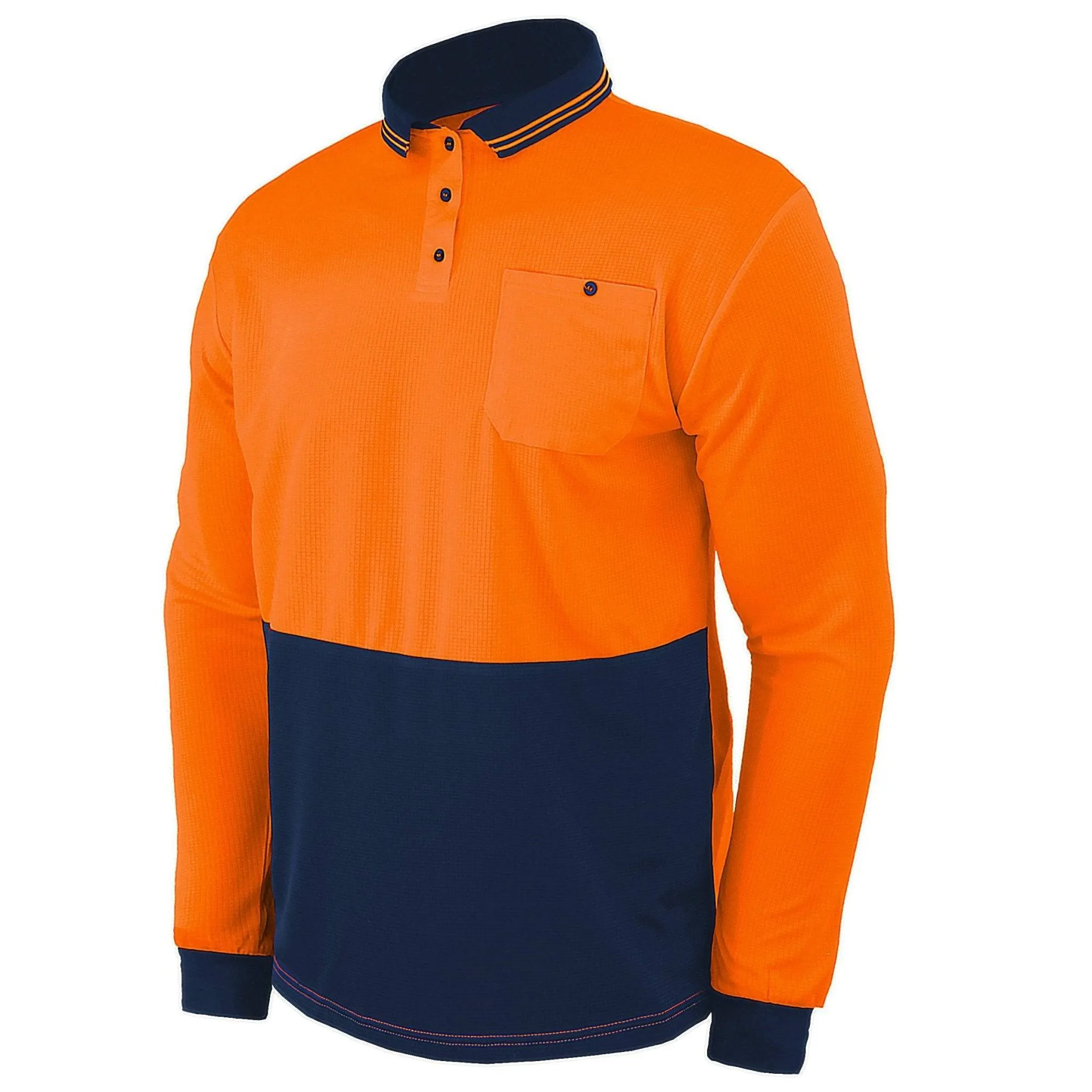 Big Bee Mens Hi Vis Polo Shirts, Long Sleeve