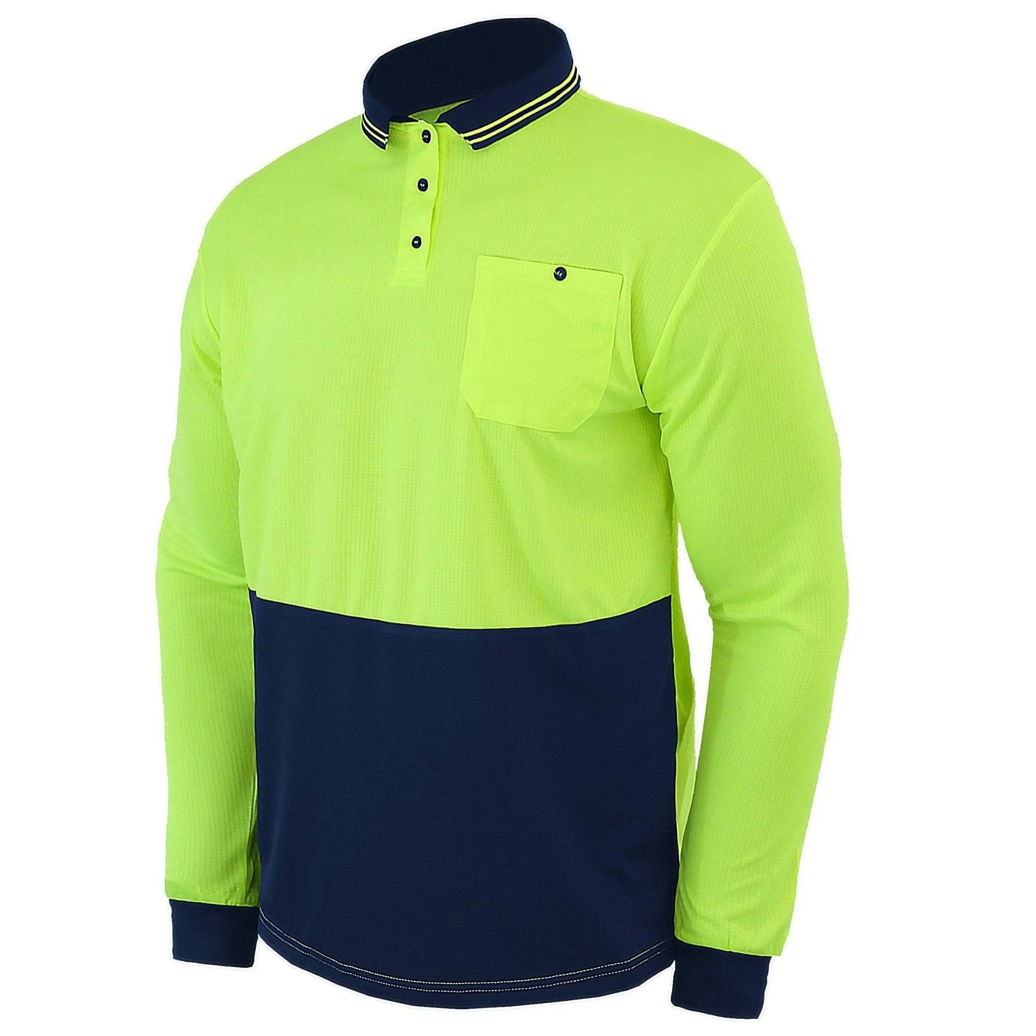 Big Bee Mens Hi Vis Polo Shirts, Long Sleeve