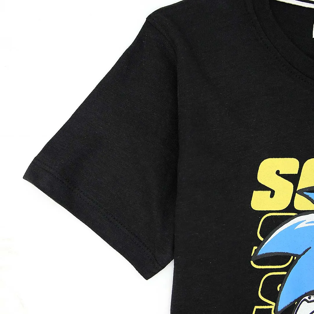 Boys "Sonic" Printed Soft Cotton Black T-Shirt