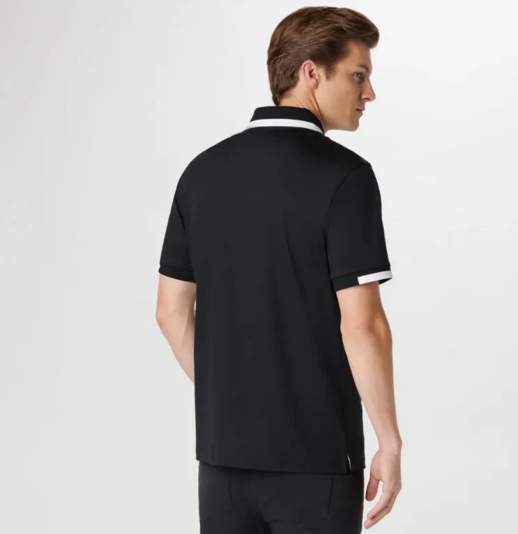 Bugatchi Tipped Quarter Zip Polo, Black