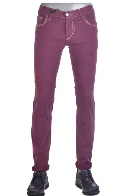 Burgundy Stretch Straight Fit Jeans