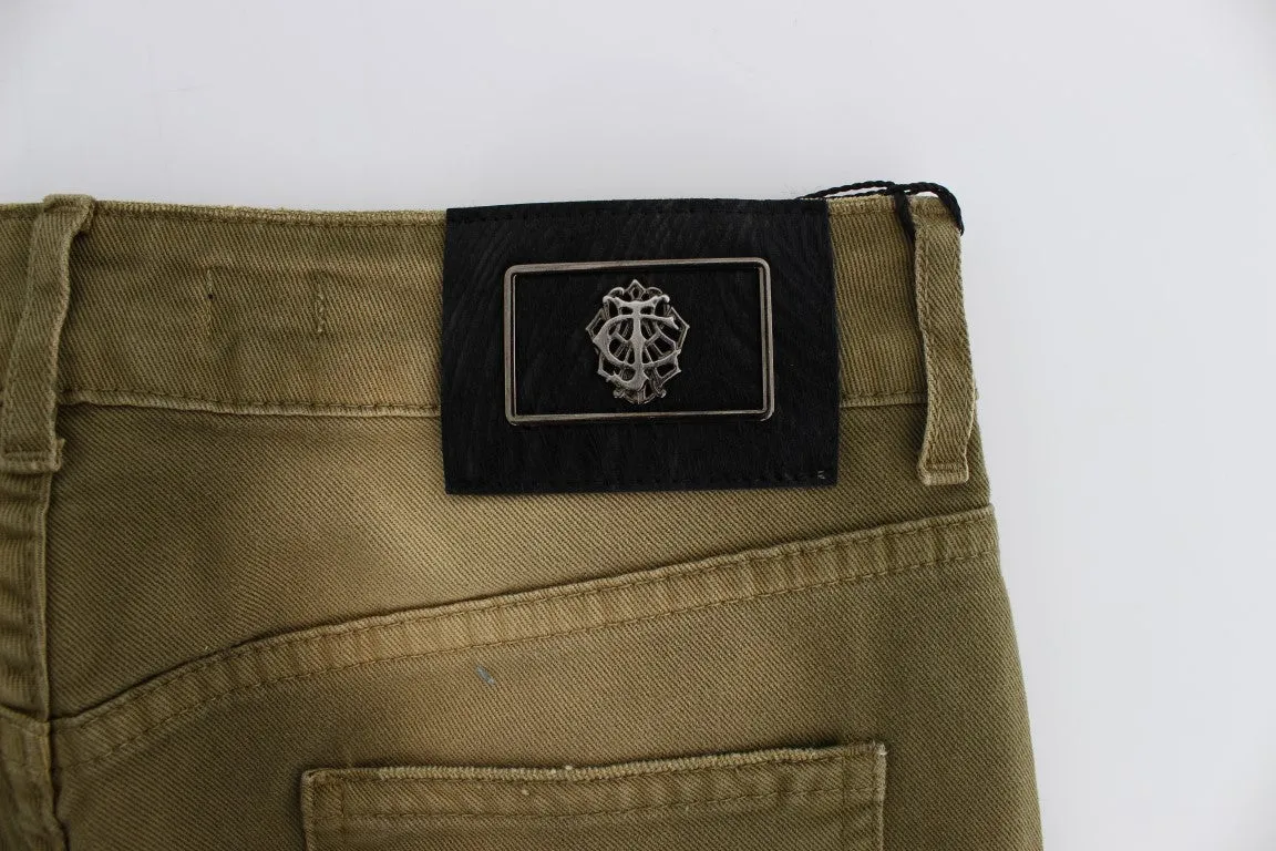 Cavalli Green Slim Fit Cotton Stretch Jeans