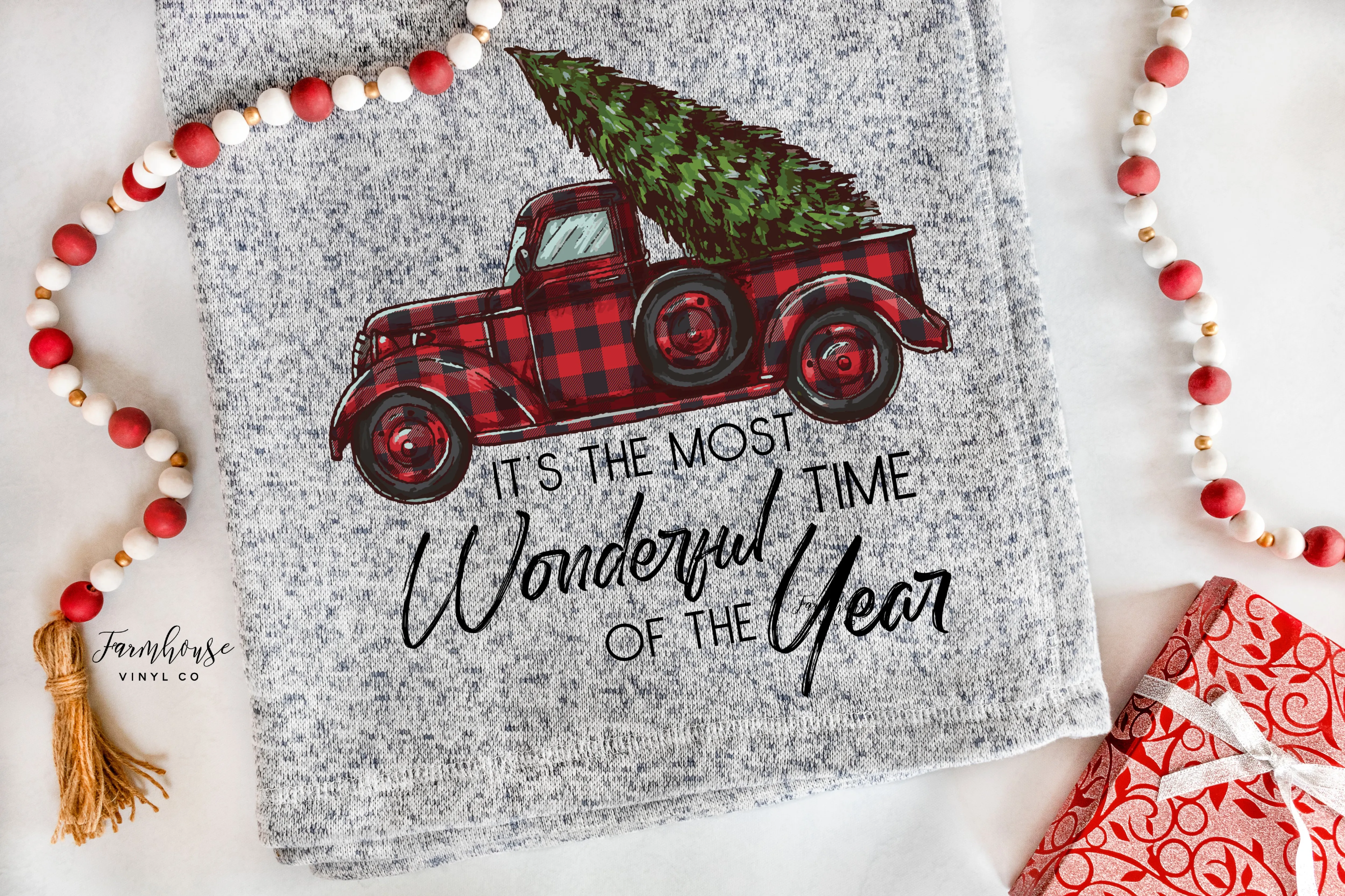 Christmas Plaid Truck It's The Most Wonderful Time of the Year Blanket