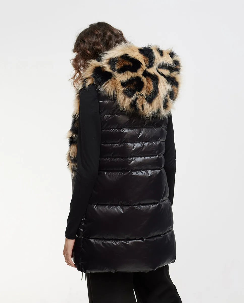 Contrast faux fur waistcoat