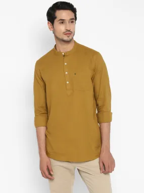 Cotton Khaki Solid Slim Fit Casual Shirt