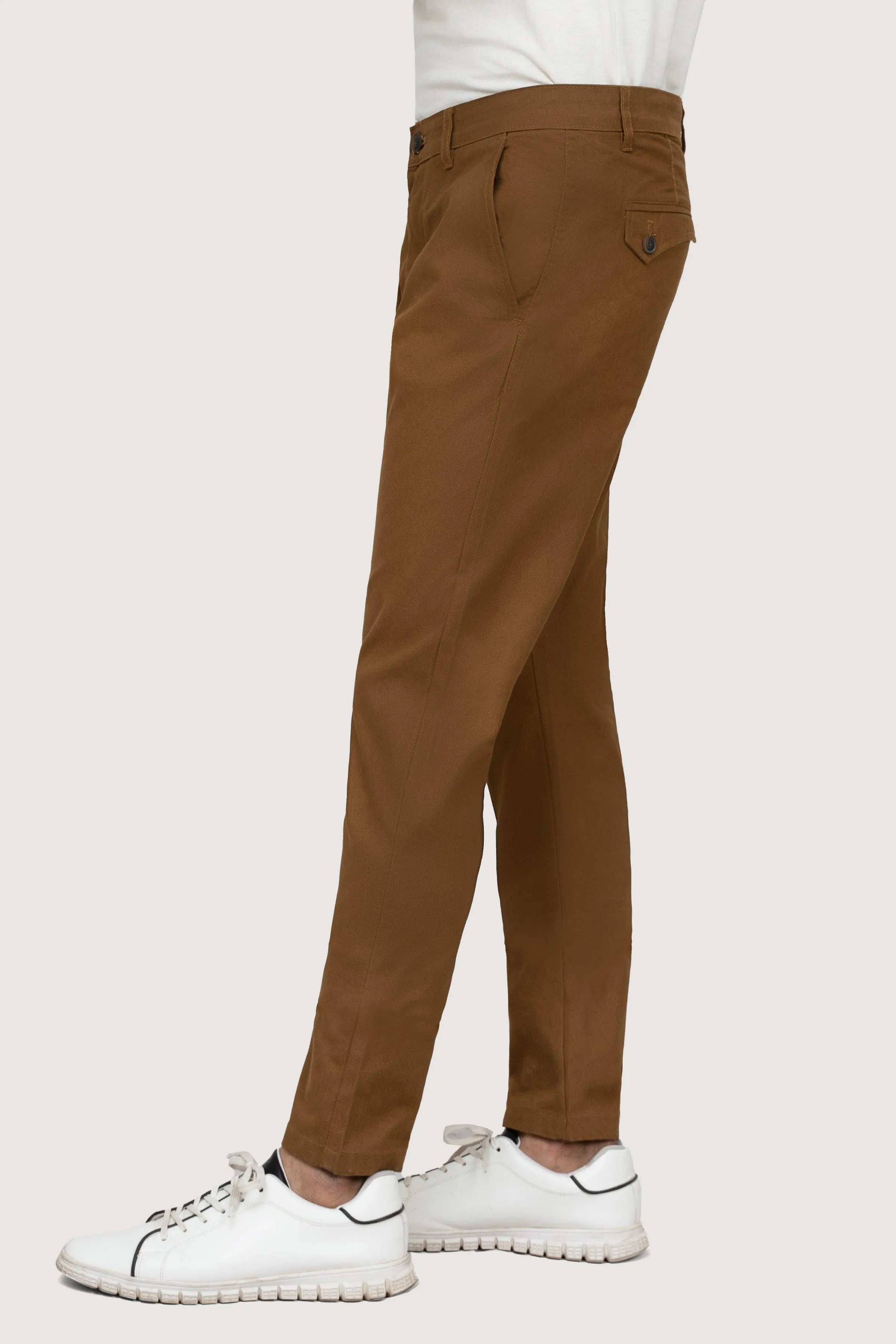 CROSS POCKET PRINTED SLIMFIT CAMEL PANT