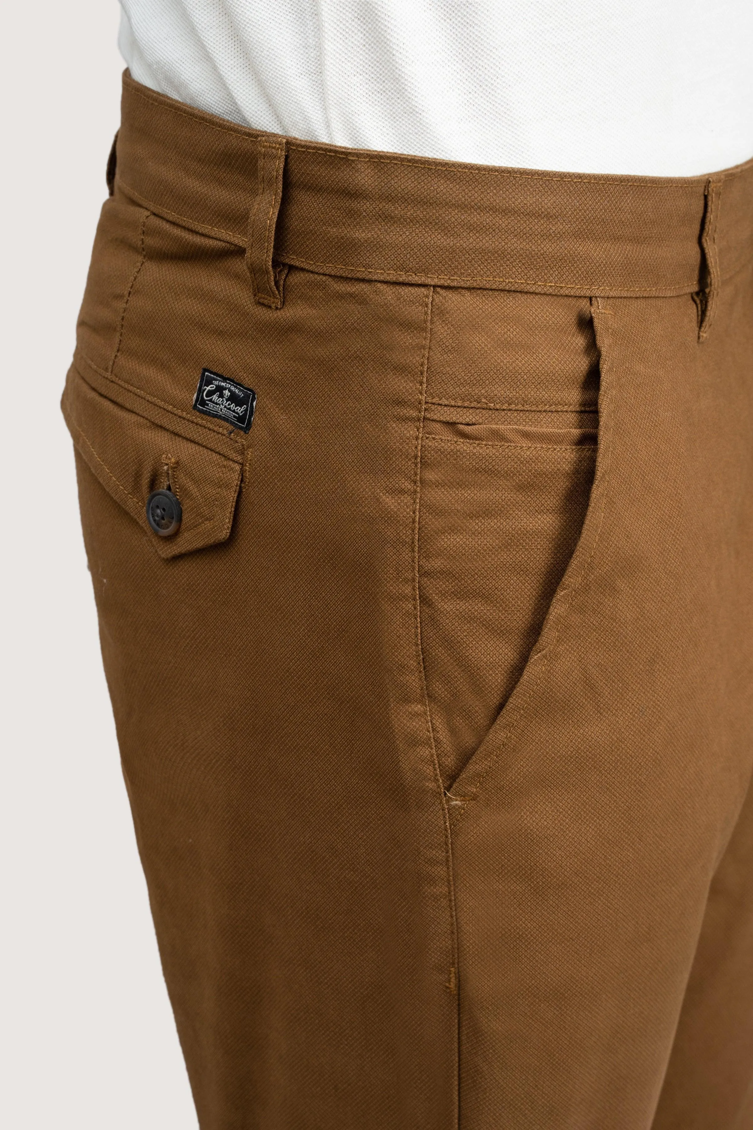 CROSS POCKET PRINTED SLIMFIT CAMEL PANT