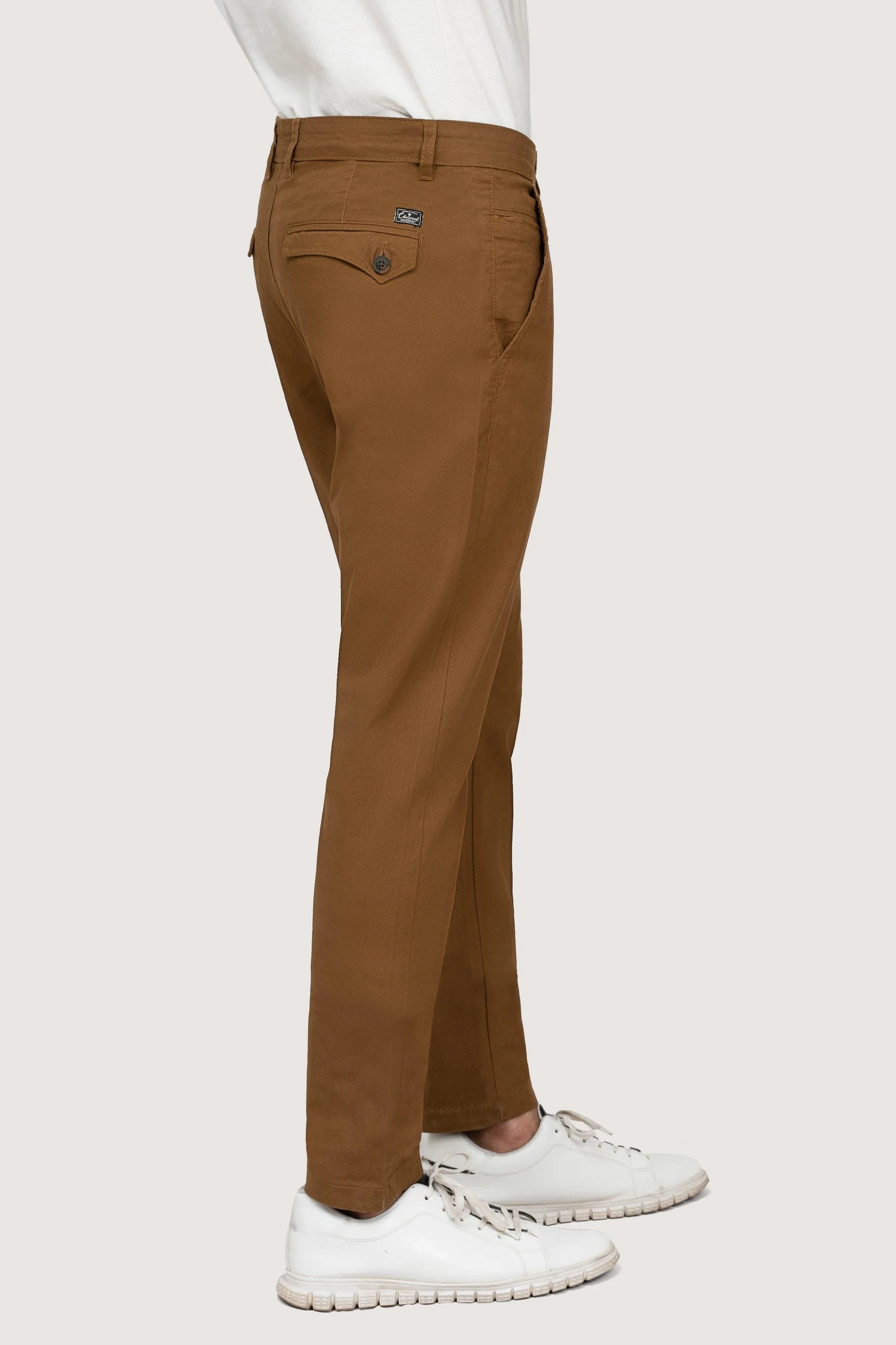 CROSS POCKET PRINTED SLIMFIT CAMEL PANT