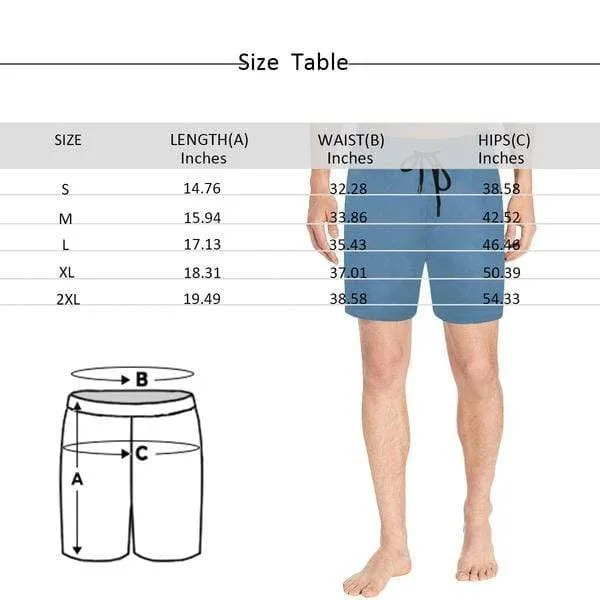 Custom Face Drawstring Swim Trunks Personalized Colorful Leaves Men's Quick Dry Swim Shorts