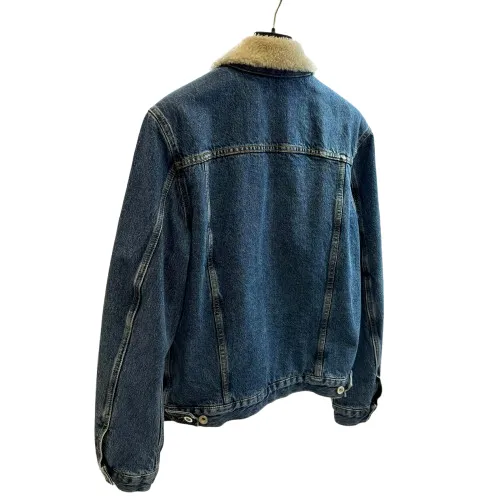 Diesel Blue Denim Jean Jacket With Sheep Fur Lining