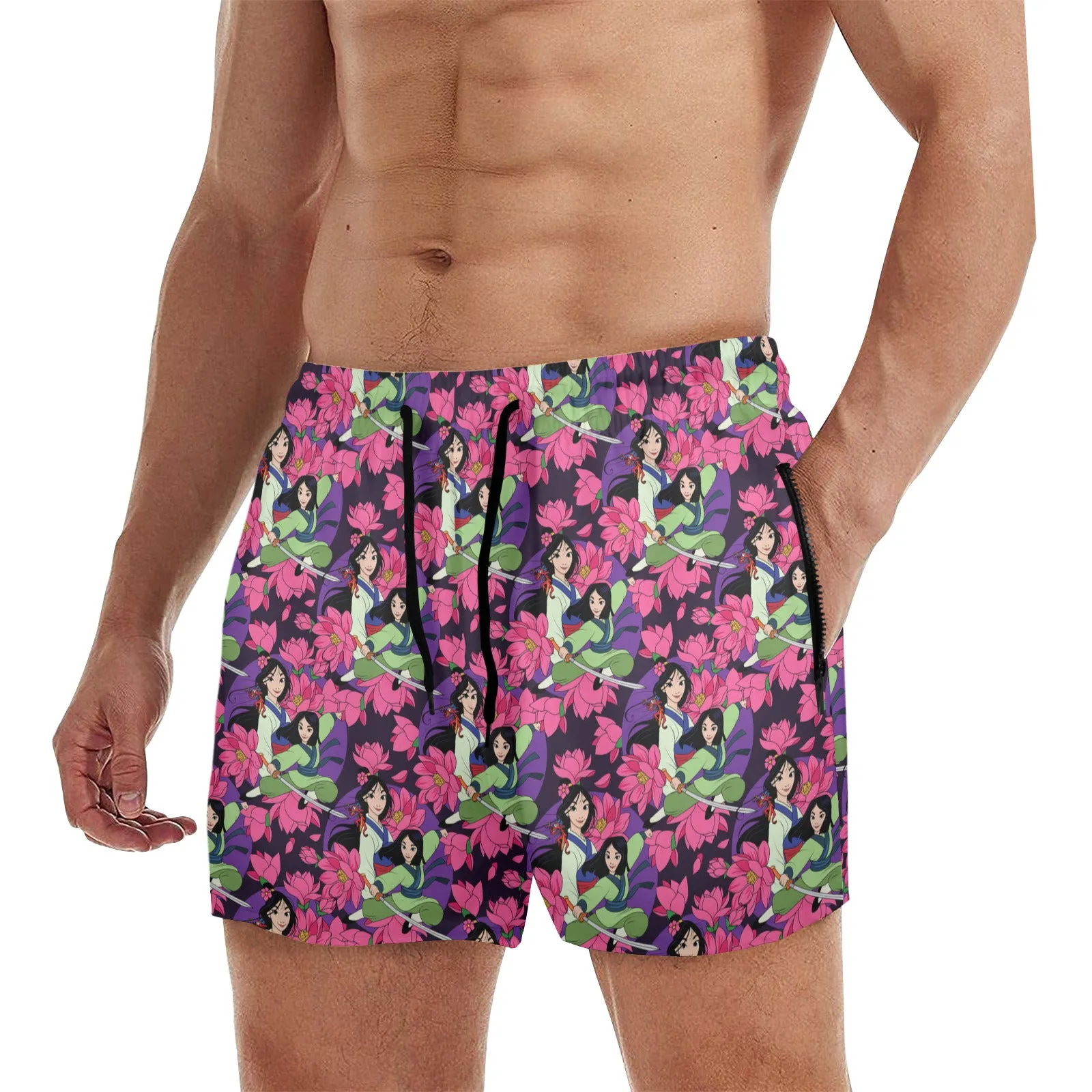 Disney Mulan Blooming Flowers Men's Quick Dry Athletic Shorts