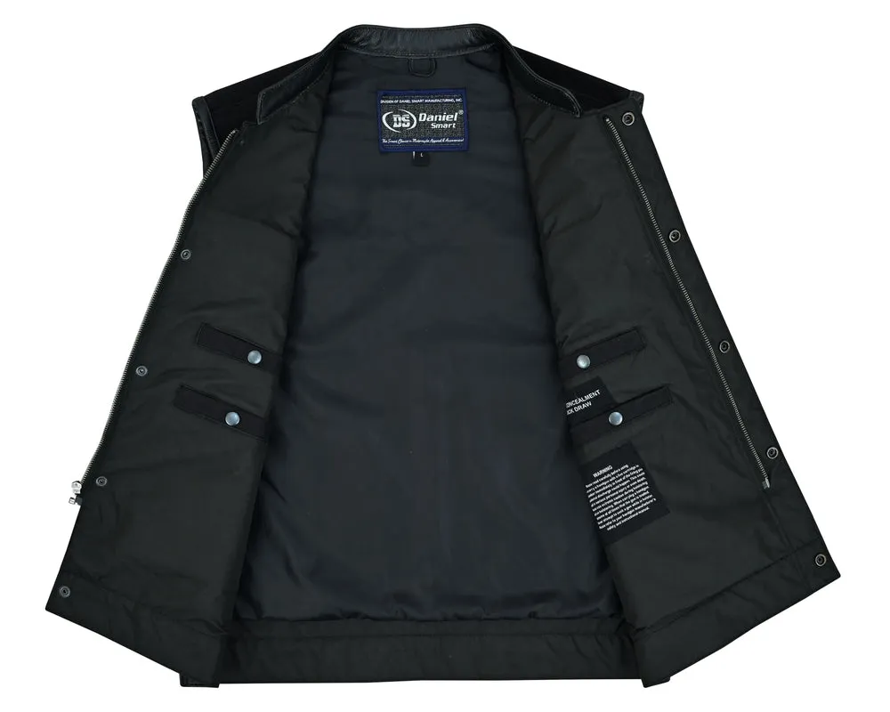 DS685 Canvas Material Single Back Panel Concealment Vest W/Leather Tr