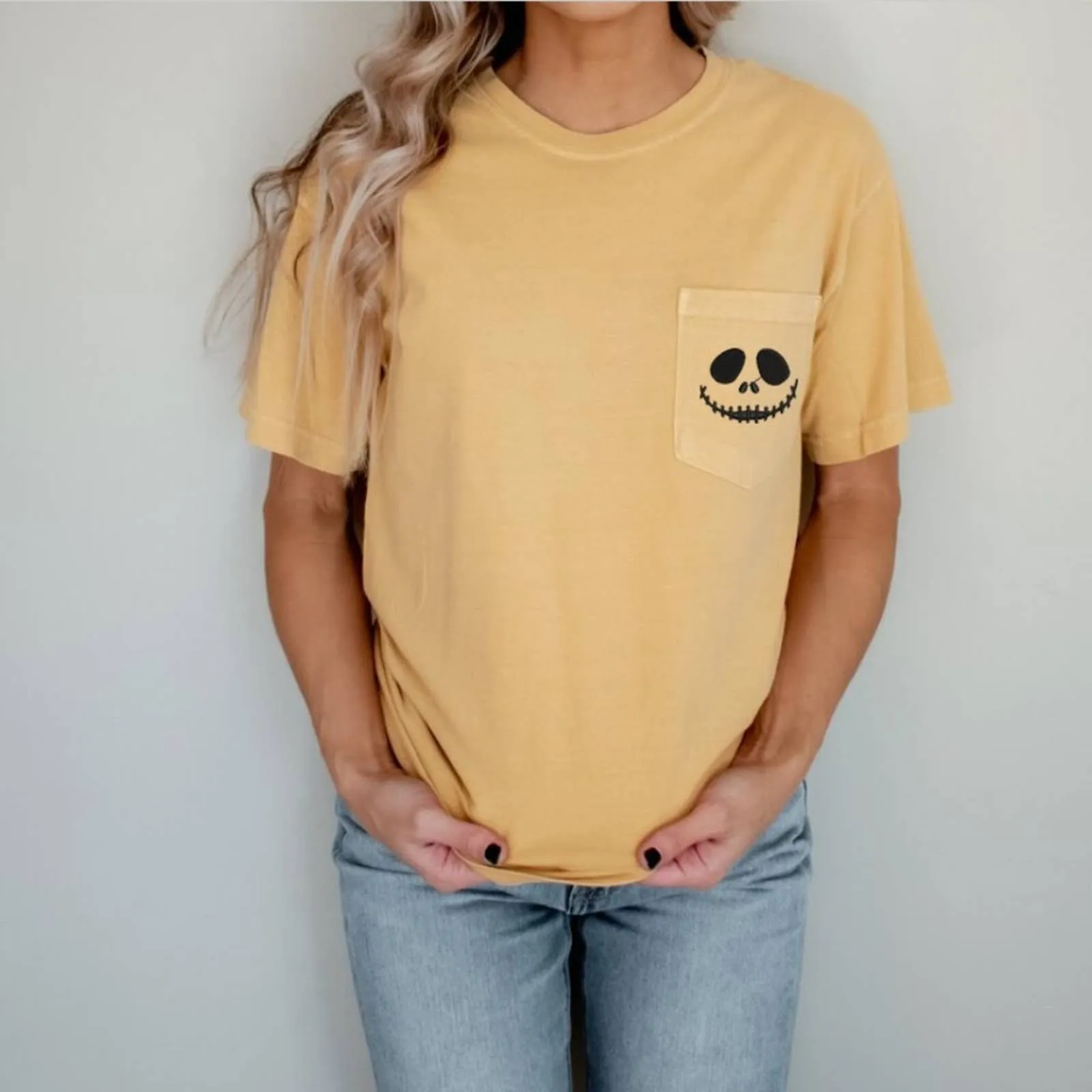 Embroidered Spooky Season Comfort Color Pocket T-shirts / Halloween Ghost Shirts