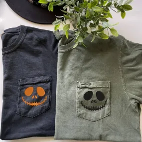 Embroidered Spooky Season Comfort Color Pocket T-shirts / Halloween Ghost Shirts