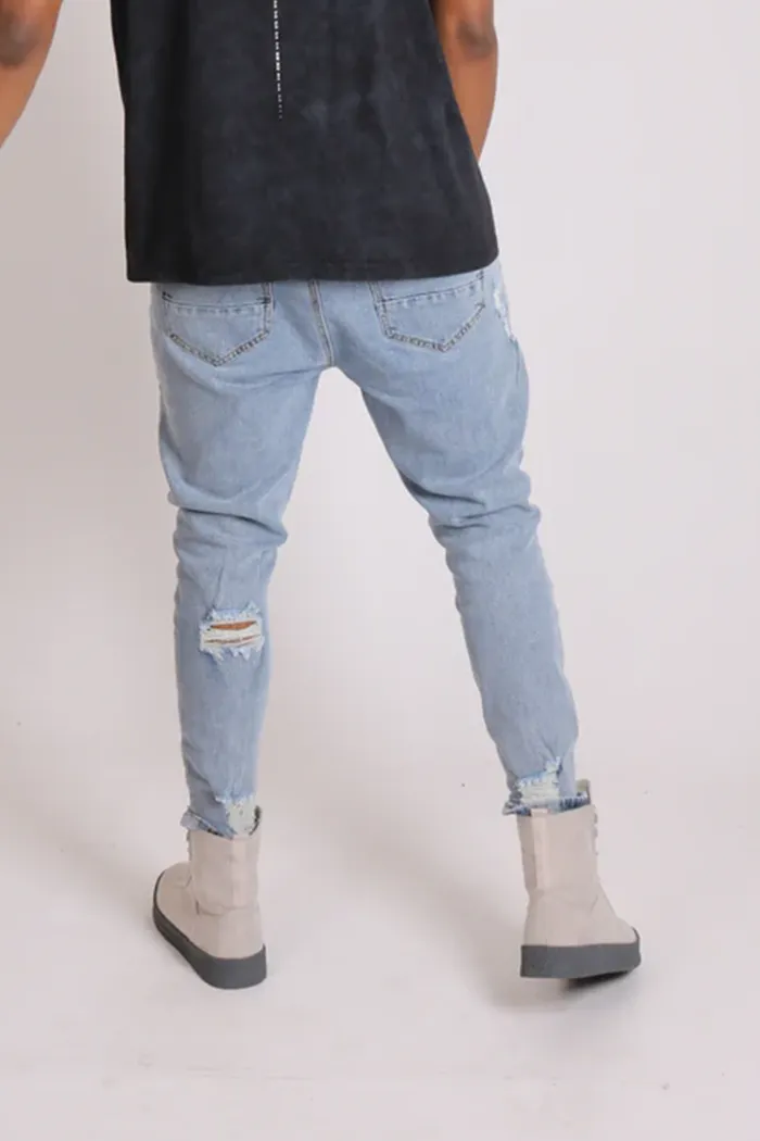 Faro Slim Fit Stretch Denim Jeans With Distressing