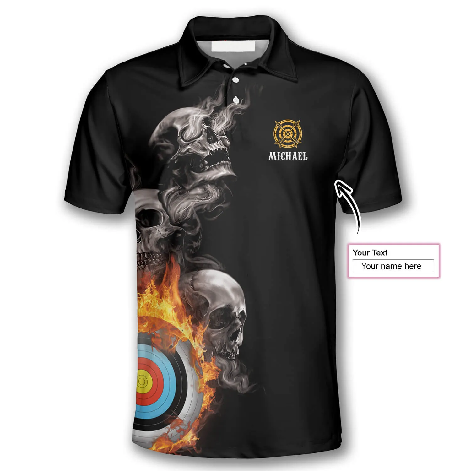 Hello Darkness My Old Friend Custom Archery Shirts for Men, Skull Fire Archery Shirt