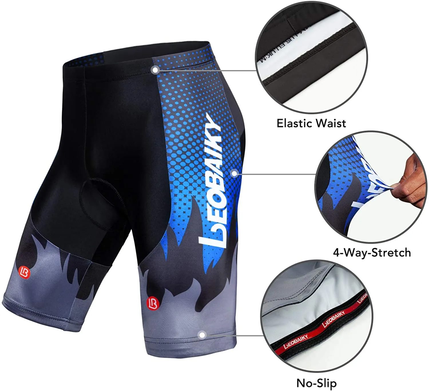 Hiauspor Biking Shorts for Men 4D Padded Big Pockets Bike Cycling Shorts Quick-Dry