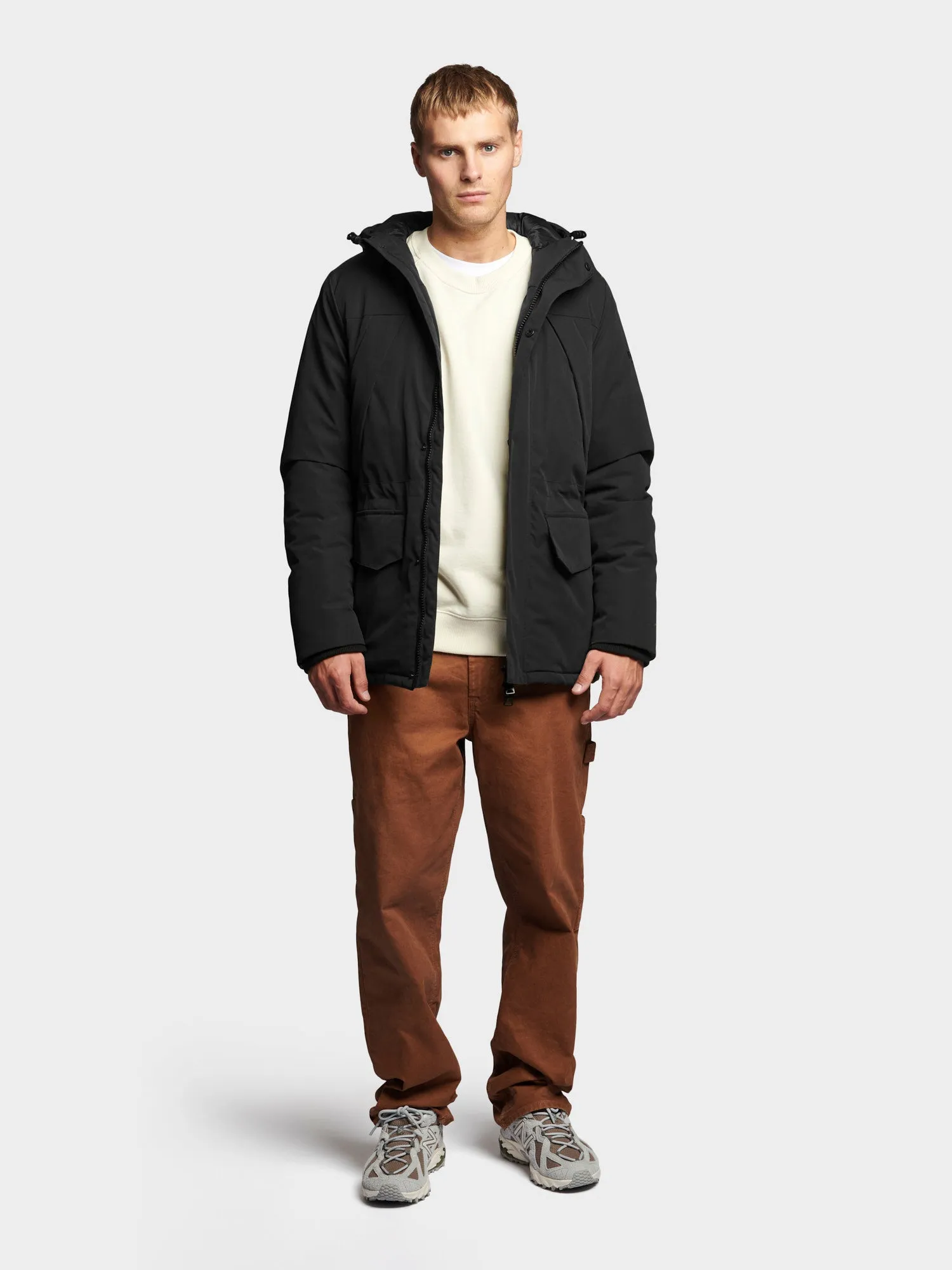 Hudson Script Technical Parka Jacket in Black