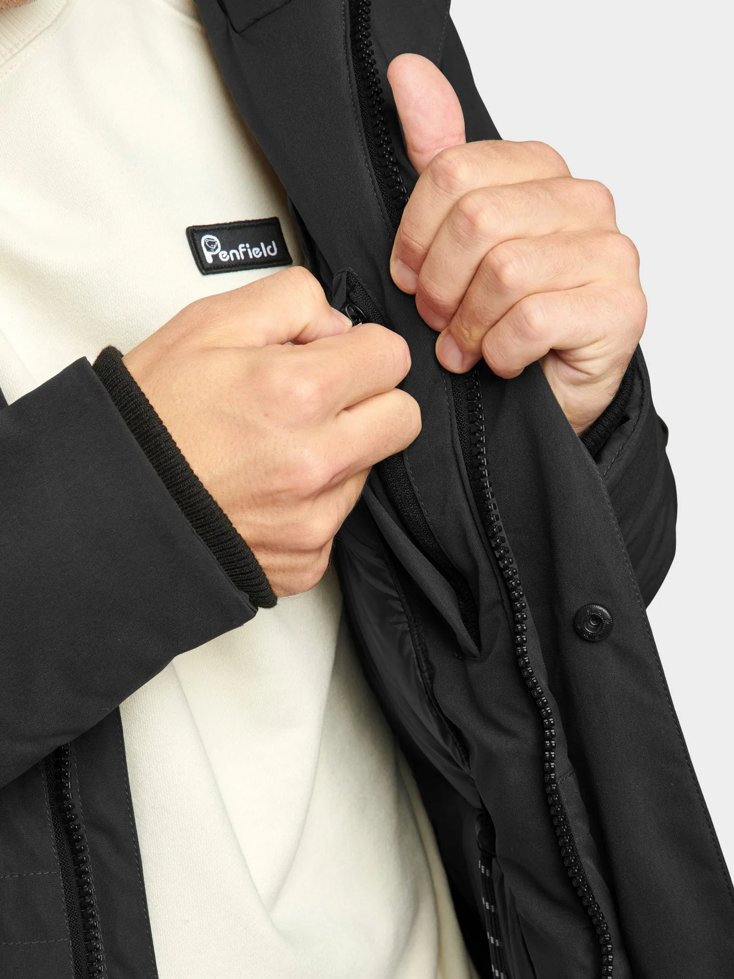 Hudson Script Technical Parka Jacket in Black