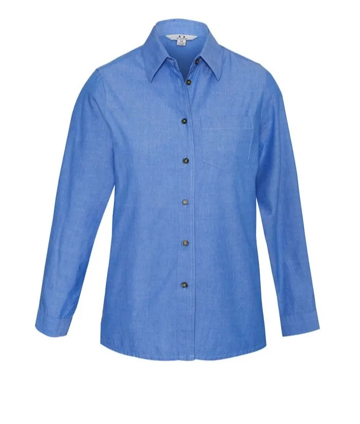 Ladies Wrinkle Free, Chambray Long Shirt Shirt