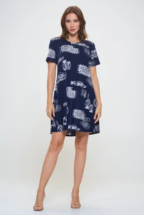 Marina Print Missy Dress Short Sleeve Print-7004BN-SRP1-W425