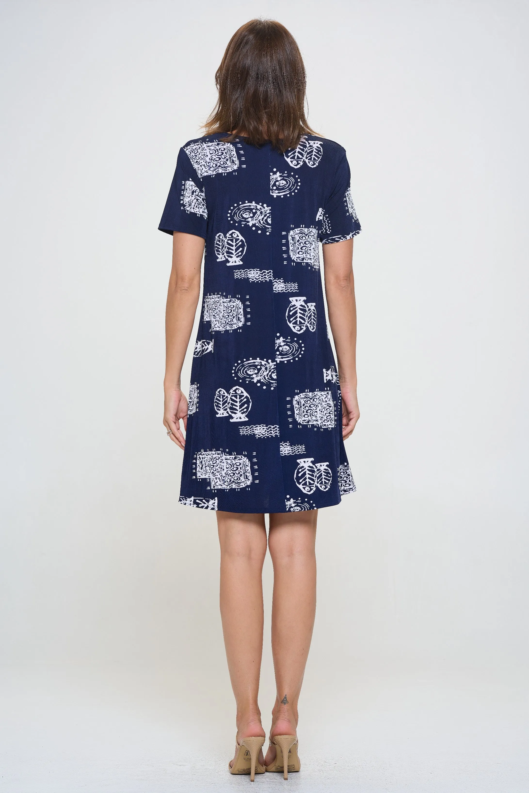 Marina Print Missy Dress Short Sleeve Print-7004BN-SRP1-W425