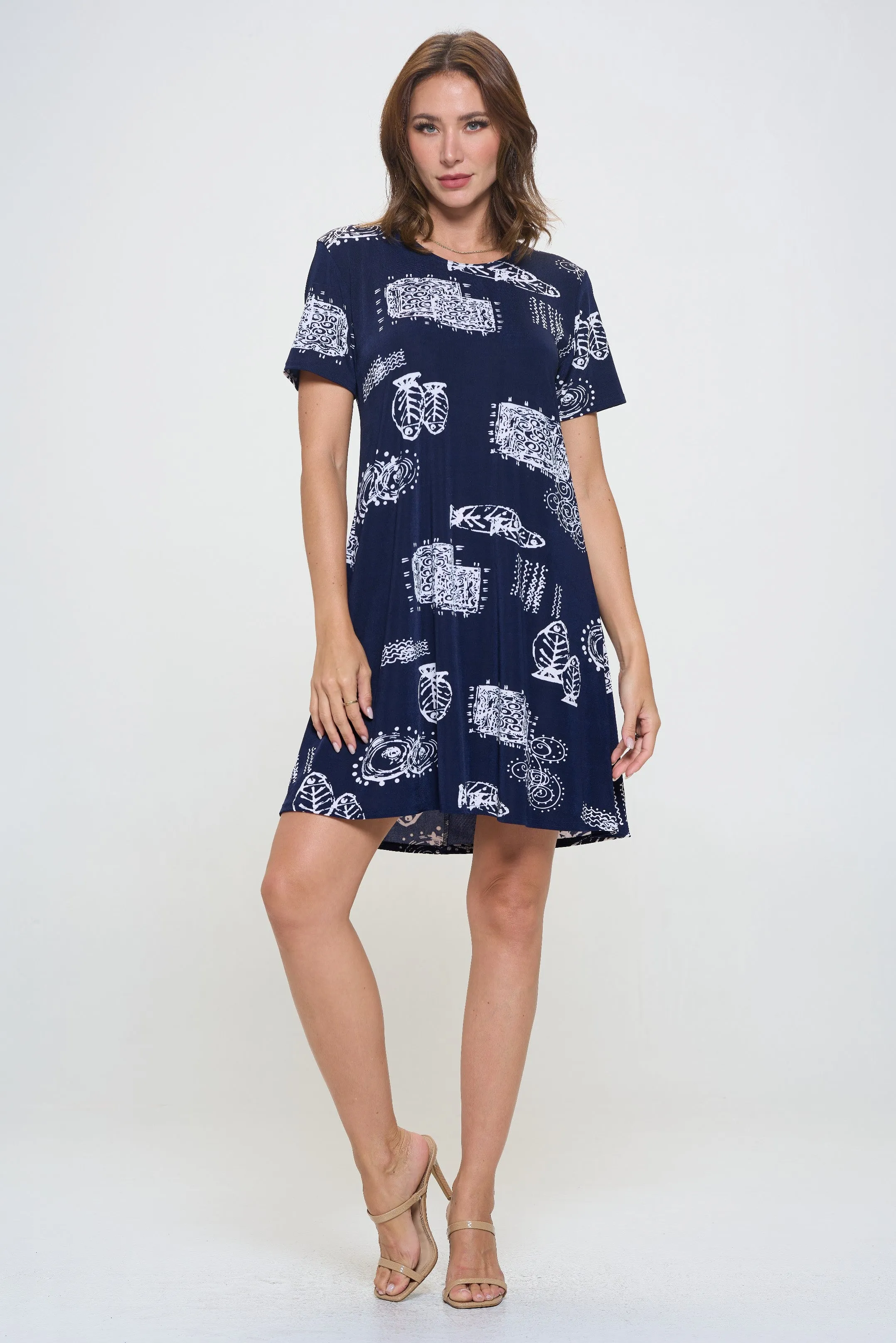 Marina Print Missy Dress Short Sleeve Print-7004BN-SRP1-W425