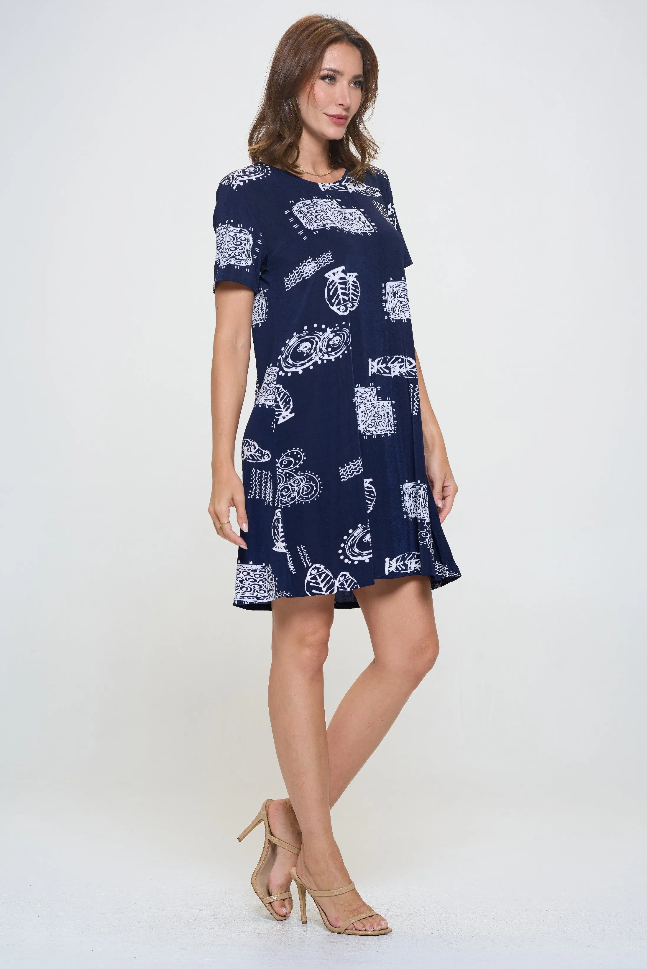 Marina Print Missy Dress Short Sleeve Print-7004BN-SRP1-W425