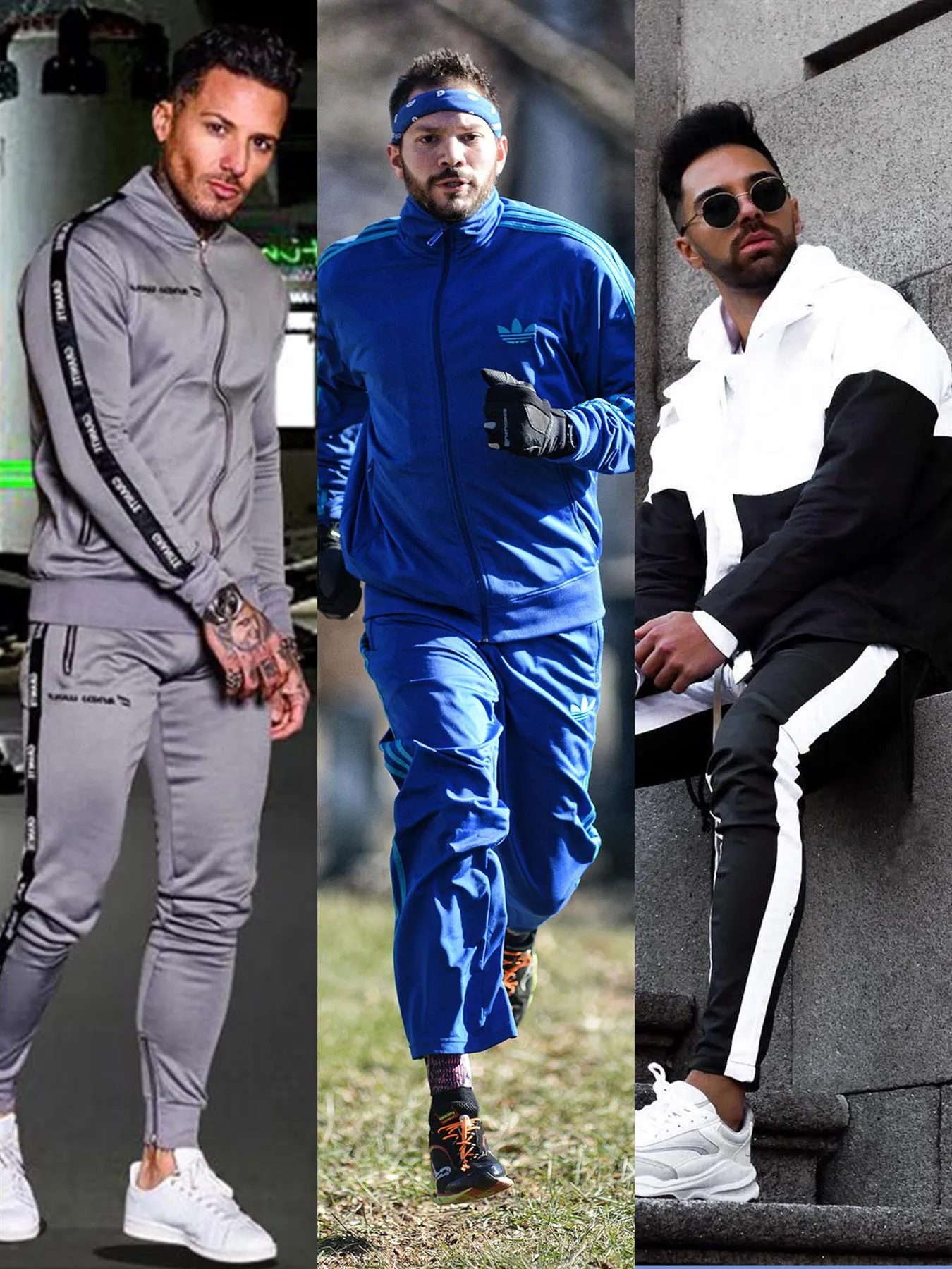 Men Fleece Side Panel Zipper Hoodie & Joggers Set