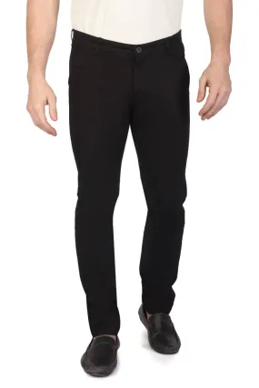 Men's Black Cotton Solid Slim Fit Chinos