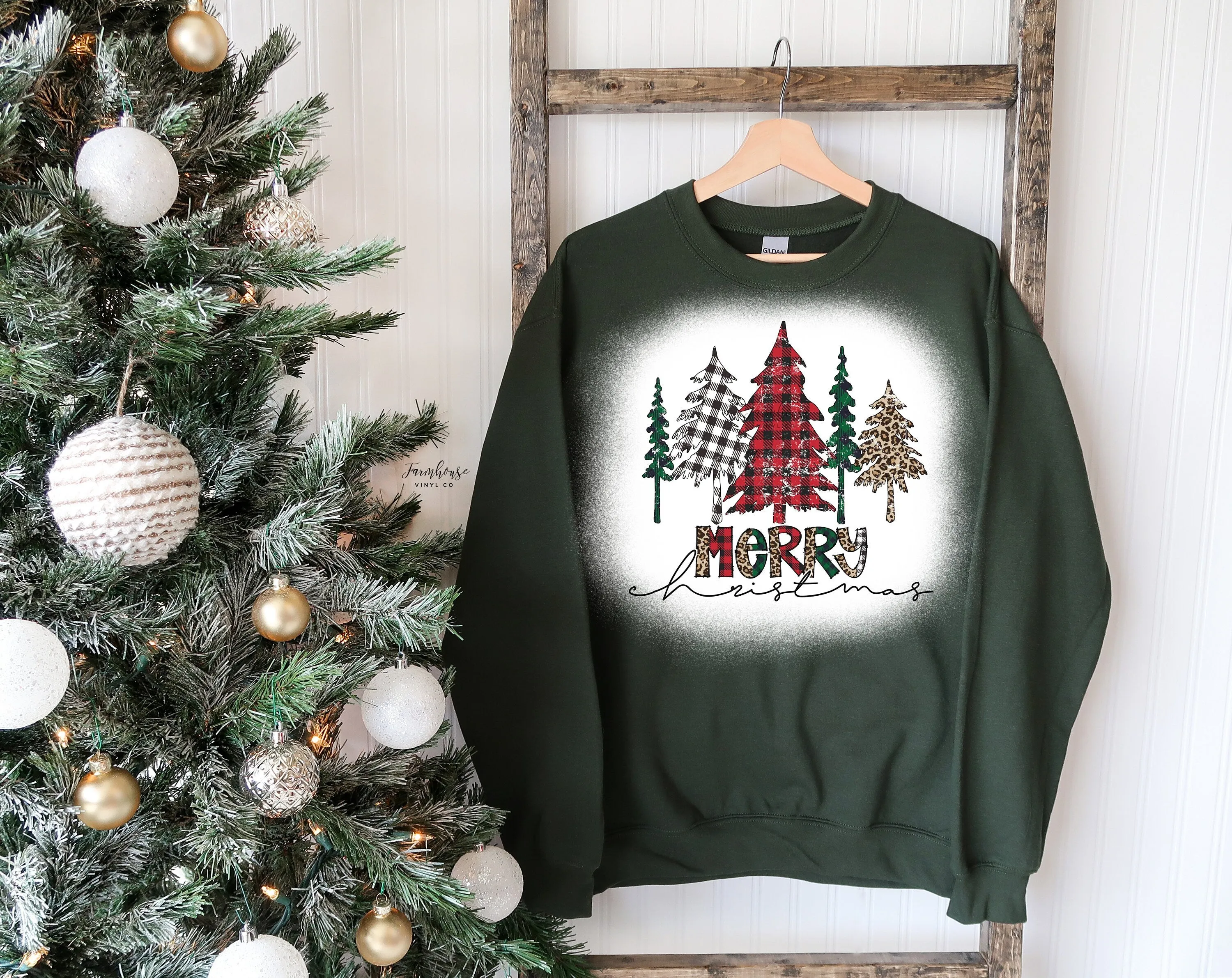 Merry Christmas Plaid Farmhouse Christmas Sweatshirt