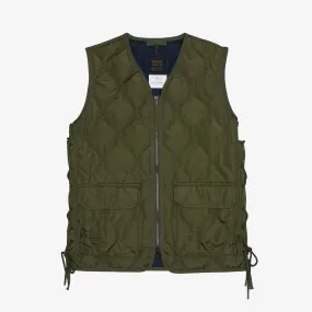 Military W-Zip Lace Up V Neck Down Vest