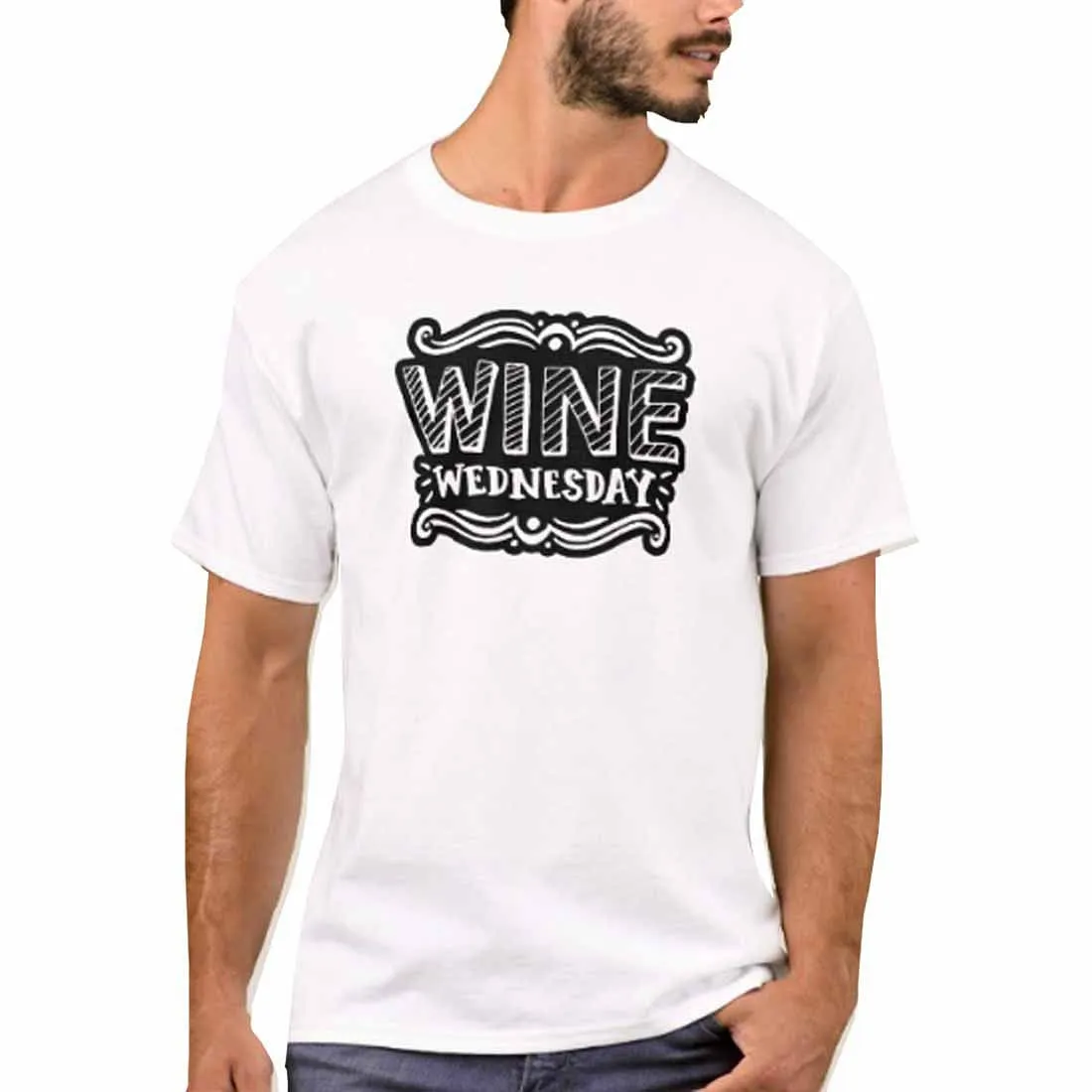 Nutcase Designer Round Neck Men's T-Shirt Wrinkle-Free Poly Cotton Tees - Wine Wednesday