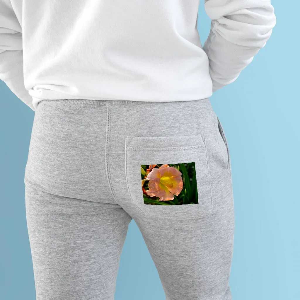 Peach and Yellow Flower Premium Fleece Joggers