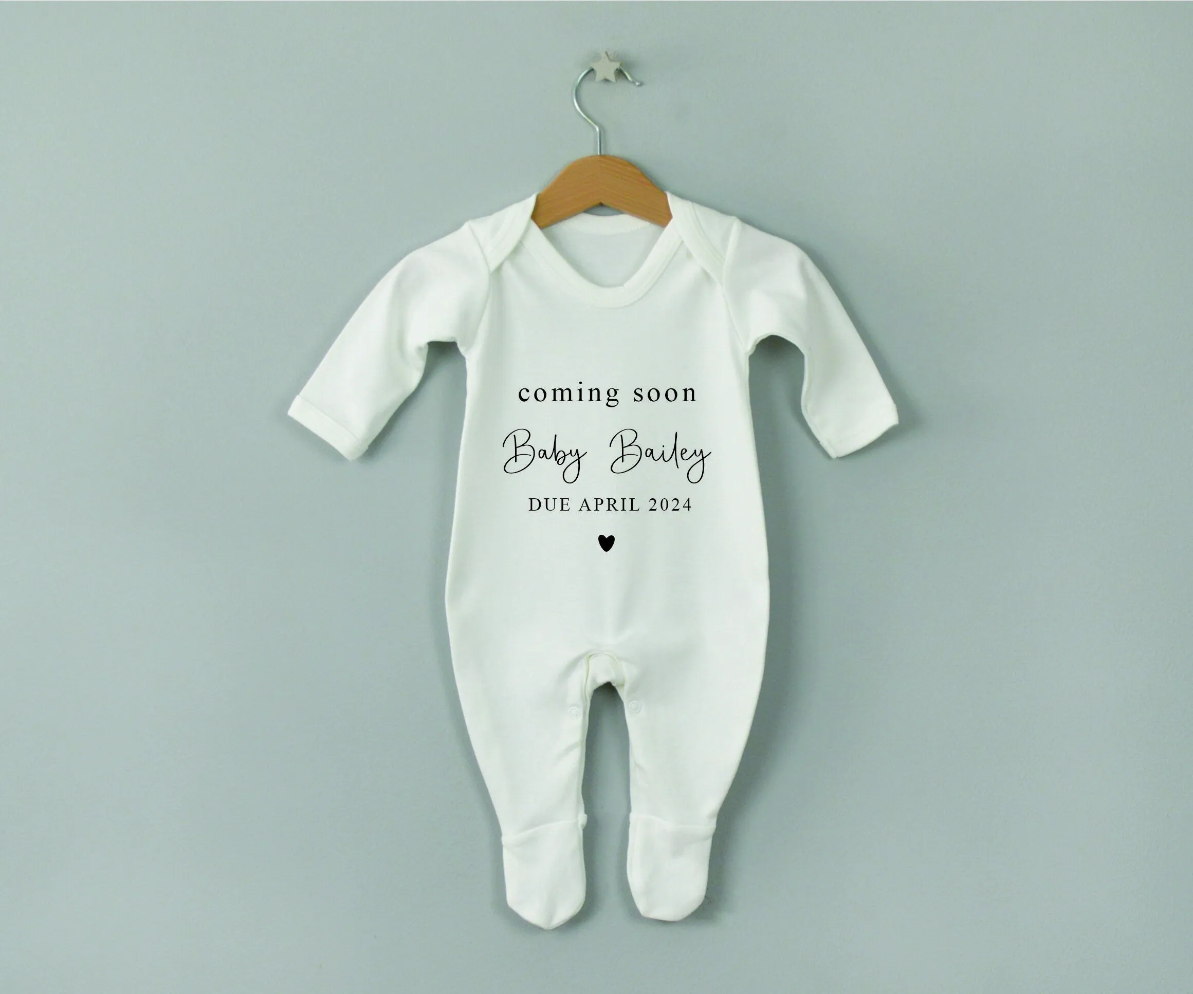 Personalised Coming Soon Announcement Baby Vest or Rompersuit