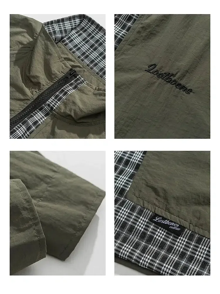 Plaid Lining Lightweight Windproof Jacket