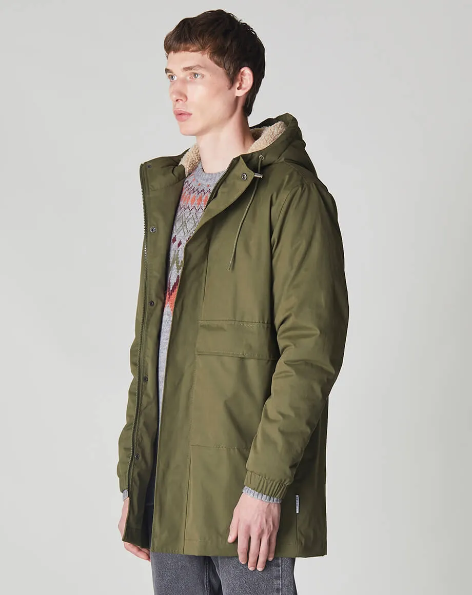 RAKA SHERPA LINED MENS PARKA | DARK KHAKI