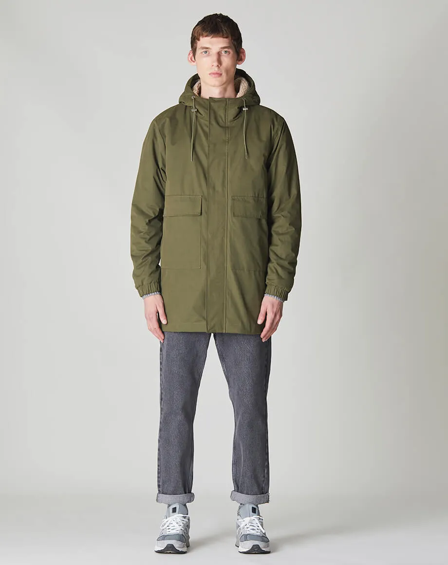 RAKA SHERPA LINED MENS PARKA | DARK KHAKI