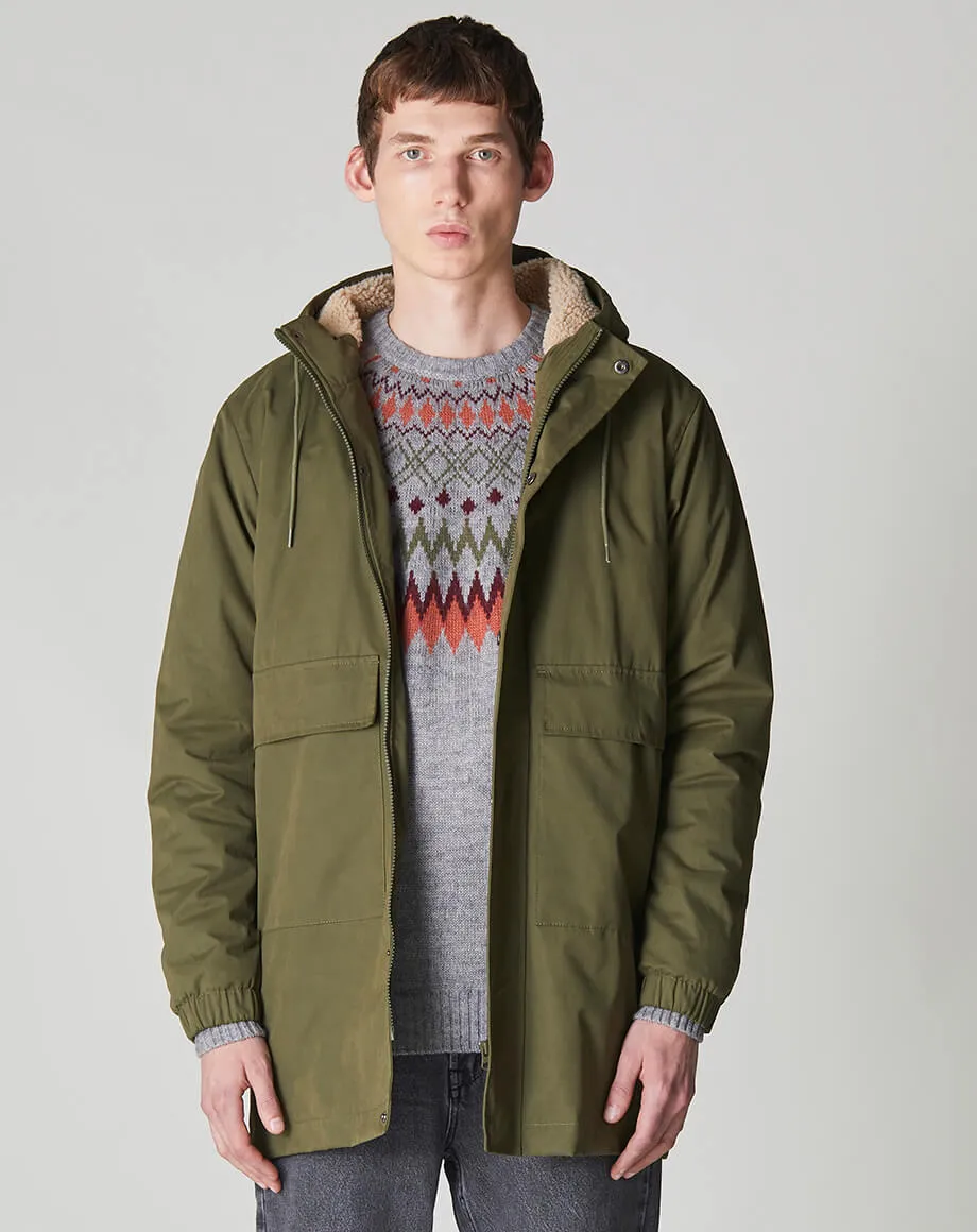 RAKA SHERPA LINED MENS PARKA | DARK KHAKI