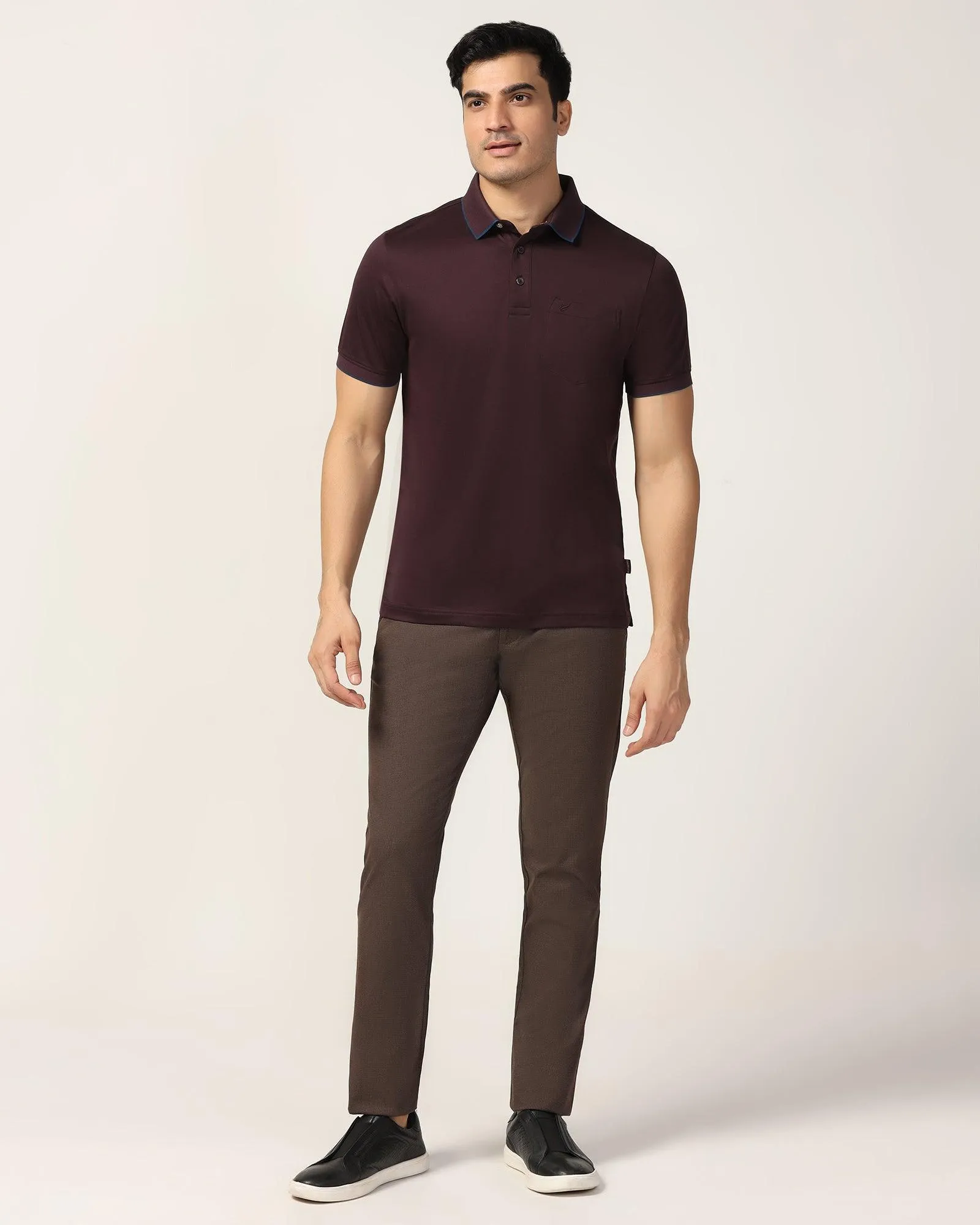 Slim Fit B-91 Casual Brown Printed Khakis - Bai