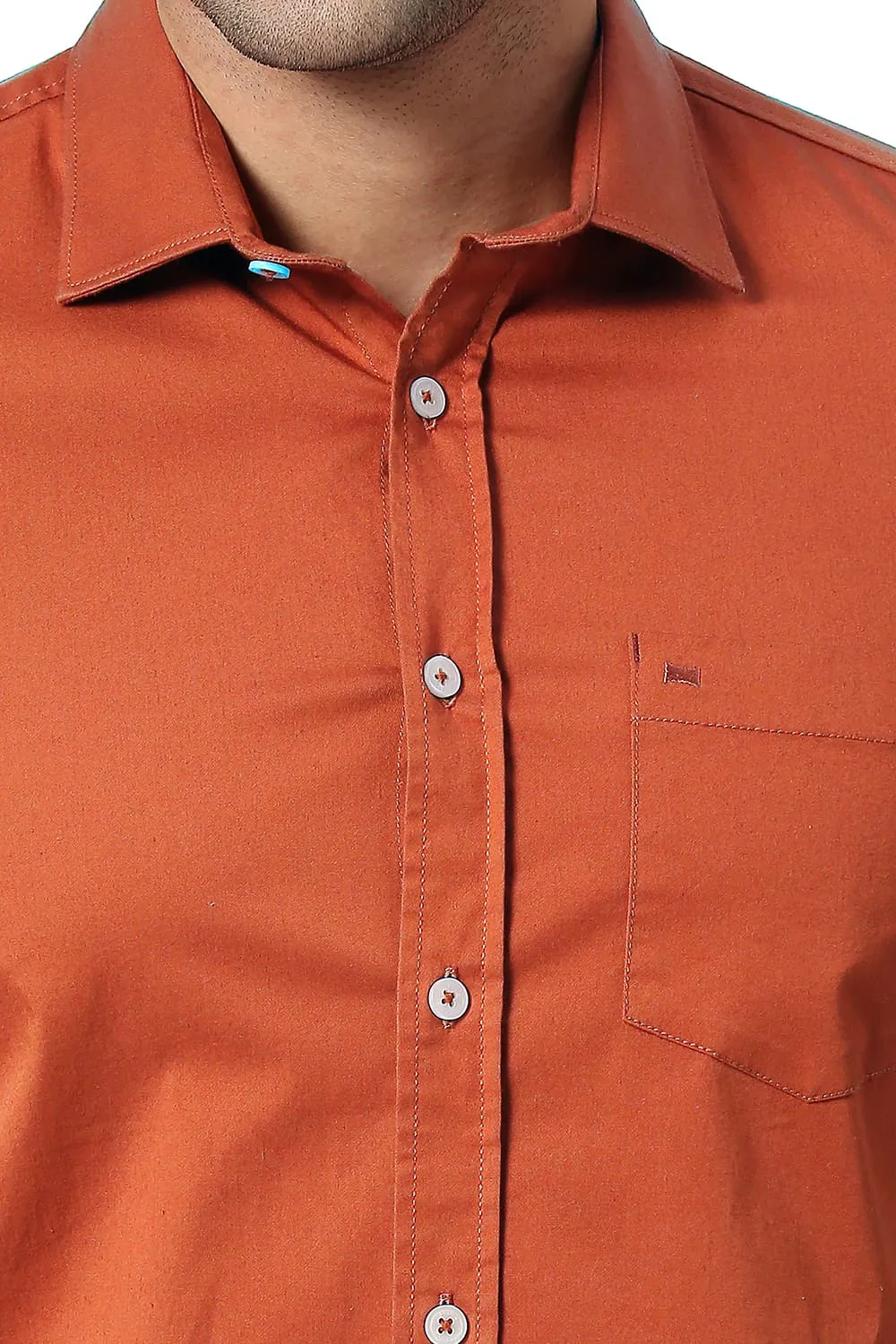 Slim Fit Cotton Twill Stretch Halfsleeves Shirt