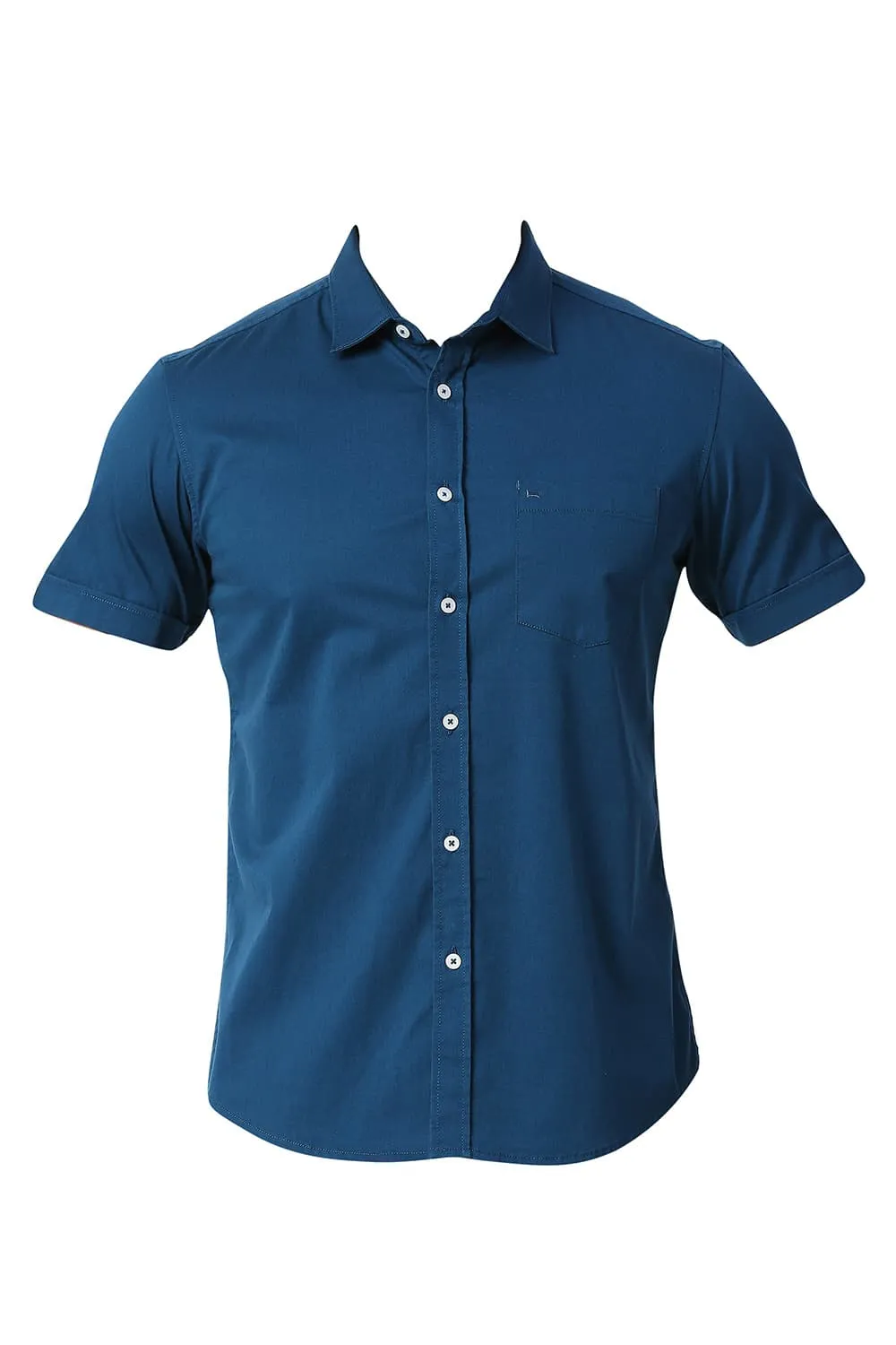 Slim Fit Cotton Twill Stretch Halfsleeves Shirt