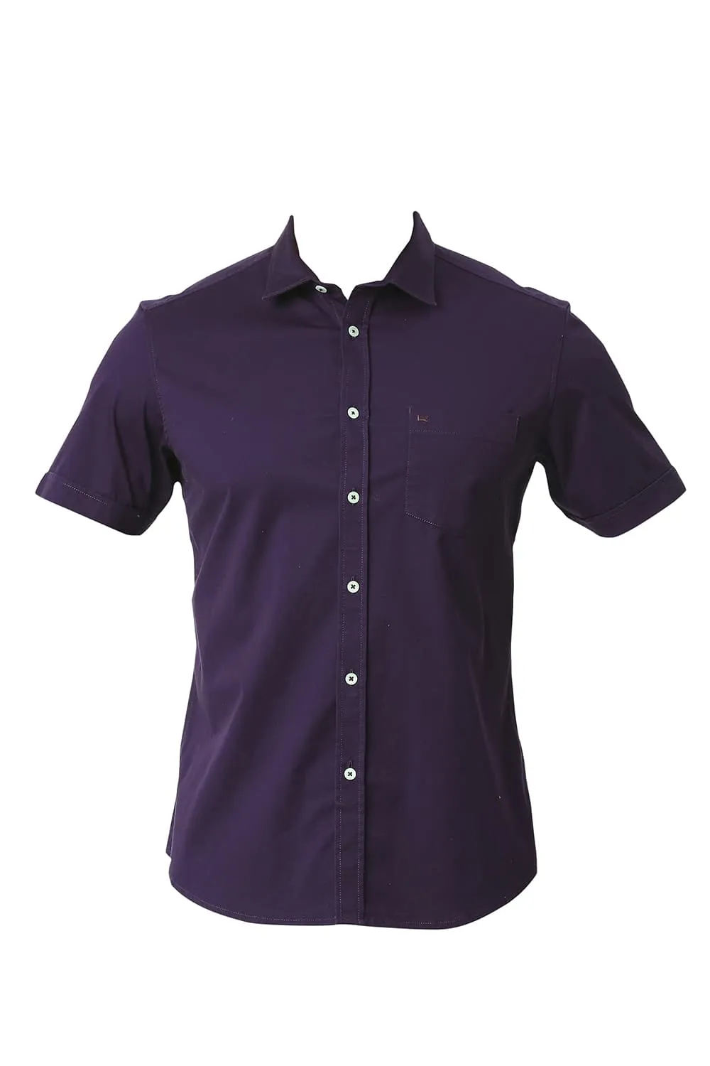 Slim Fit Cotton Twill Stretch Halfsleeves Shirt