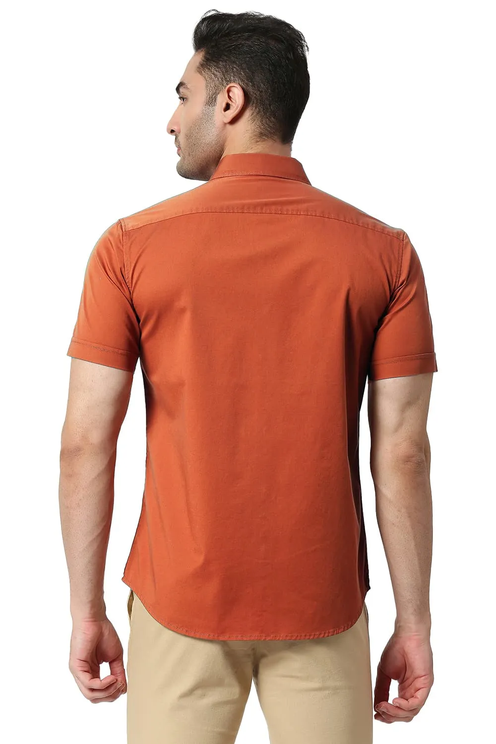 Slim Fit Cotton Twill Stretch Halfsleeves Shirt