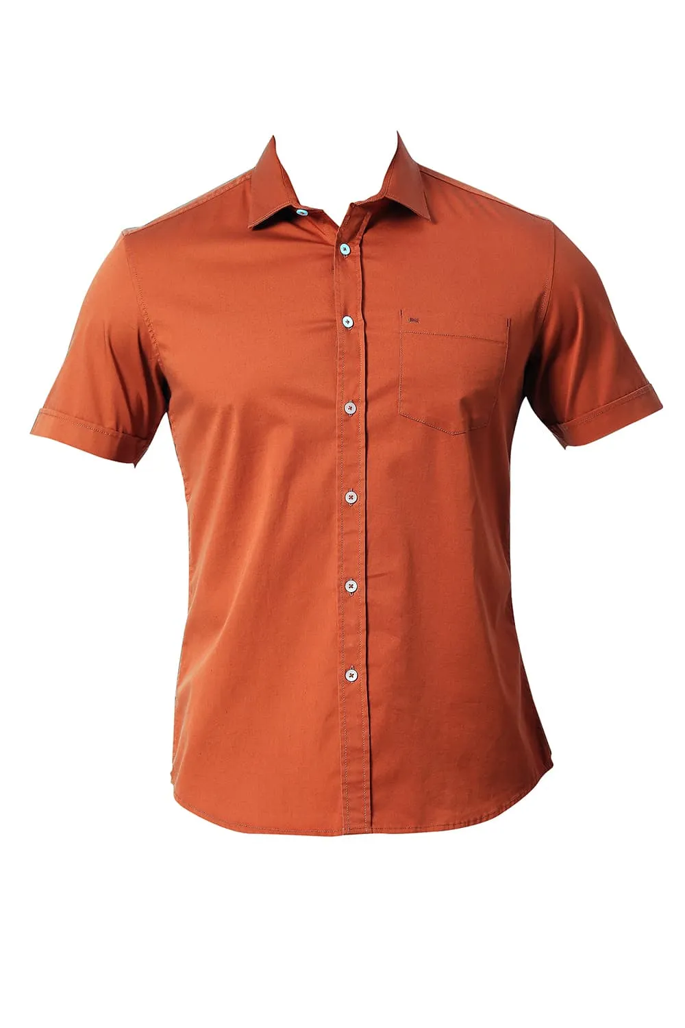 Slim Fit Cotton Twill Stretch Halfsleeves Shirt