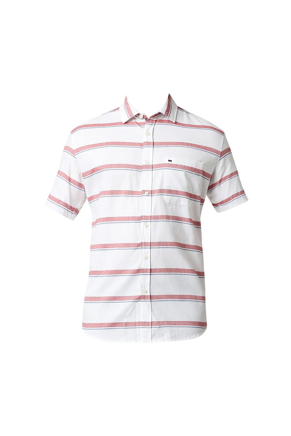 Slim Fit Oxford Horizontal Stripe Halfsleeves Shirt