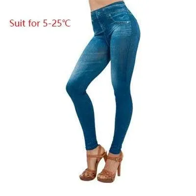 Slim Leggings Women Lined Print Jeans Sportwear