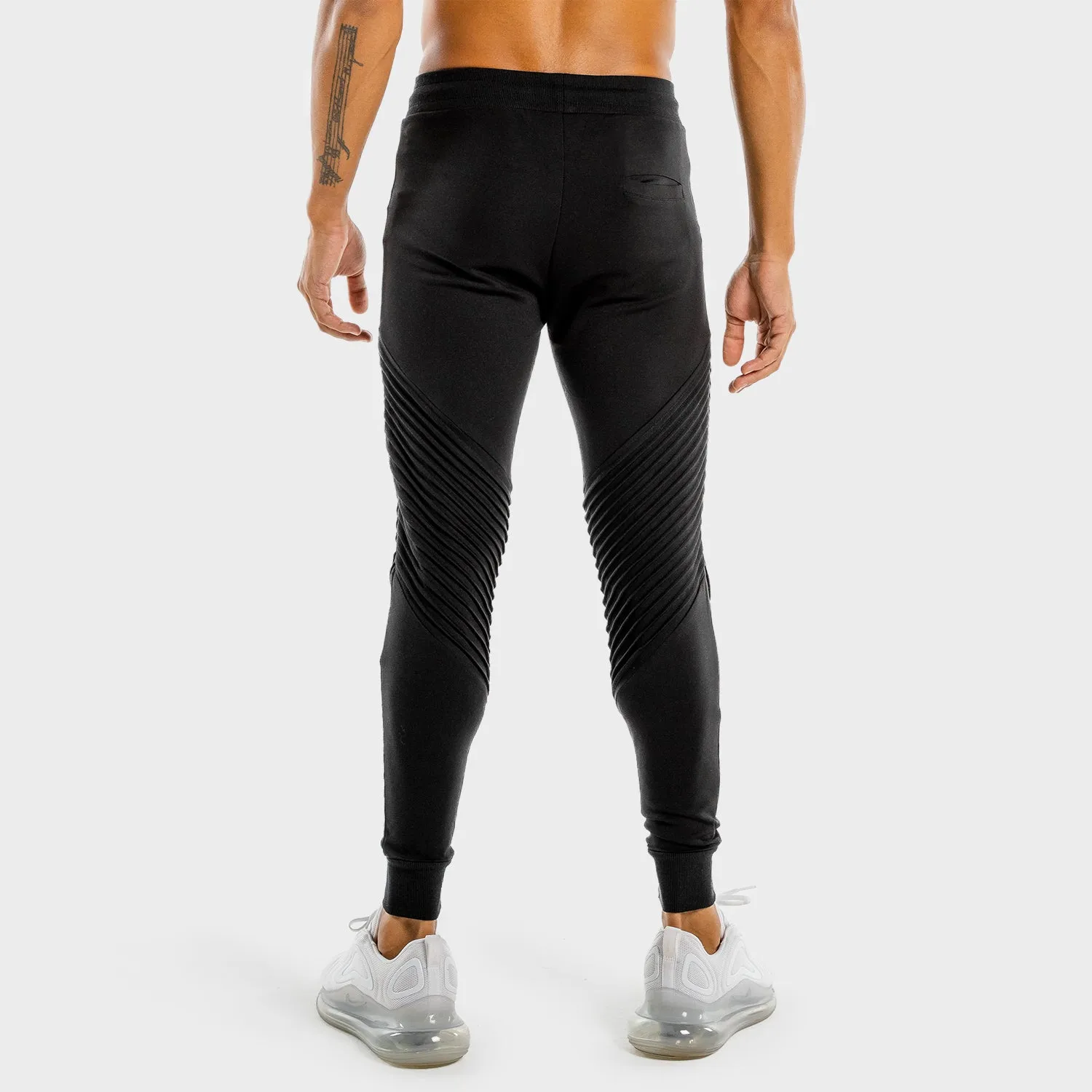 Statement Ribbed Joggers- Black